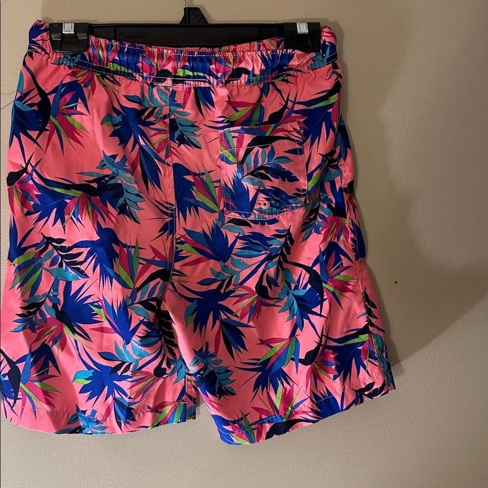 Lands' End Pink and Blue Leaf Print Shorts